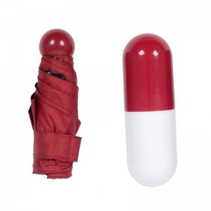 o umbrelă compactă pliabilă cu 5 capsule, pliabilă cu cutie din plastic