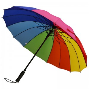 Cadru umbrelă promoție auto deschise 16 coaste Rainbow culoare umbrelă dreaptă personalizată
