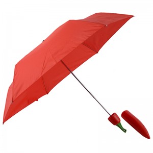 Umbrelă cu formă de piper ieftină de 3 ori, cu funcție manuală deschisă