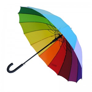 16 coaste curcubeu cadouri companie cadouri metalice umbrelă umbrelă dreaptă cu funcție de deschidere automată