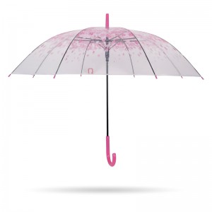 roz sakura 23 '' 8k plastic deschis auto J mâner transparent poe drept umbrela