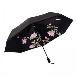Protecție UV umbrelă floare imprimare personalizată de 3 ori deschis manual