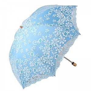 Confecționează umbrele cu margine din dantelă cu țesătură 190T 3 articole de marketing cu umbrele deschise manual