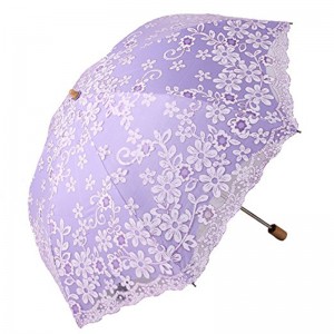 2019 produce umbrele cu umbrele din dantelă 3 umbrele pliate cu mâner din lemn