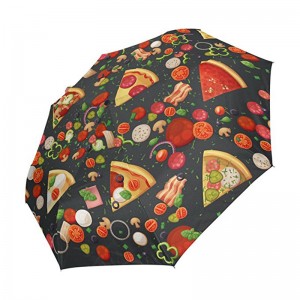 Pizza tipar amuzant Cadouri promoționale articol logo personalizat print 3 fold umbrele auto deschise și auto închise