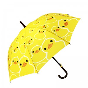 Țesătură pongee 23 inch auto deschise galben desen animat model umbrela drept